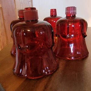 Set of 4 Vintage HOMCO Red Glass Votives